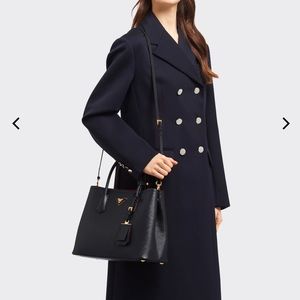 Prada Medium Saffiano Leather Double Purse HandBag Crossbody